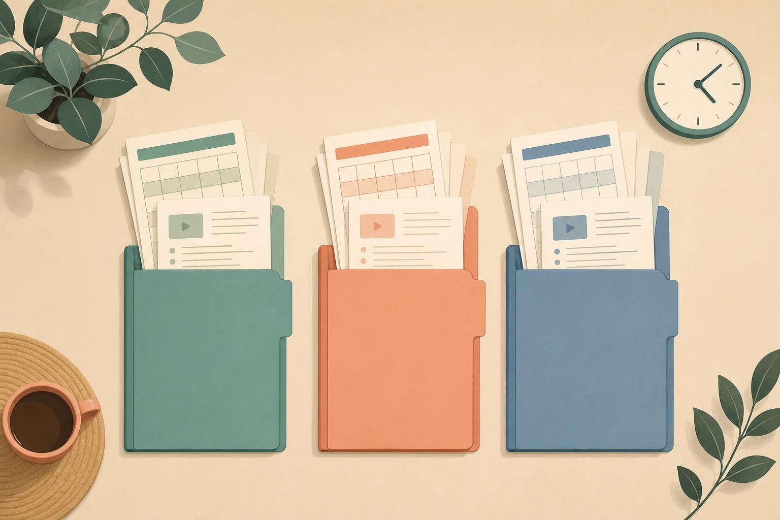 An illustration representing the concept of managing multiple client content pipelines — each with its own scripts, schedules, and brand materials — as this tool is designed to produce.